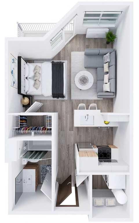 Harbor Sky Apartments in Portland, Oregon Studio B Floor Plan